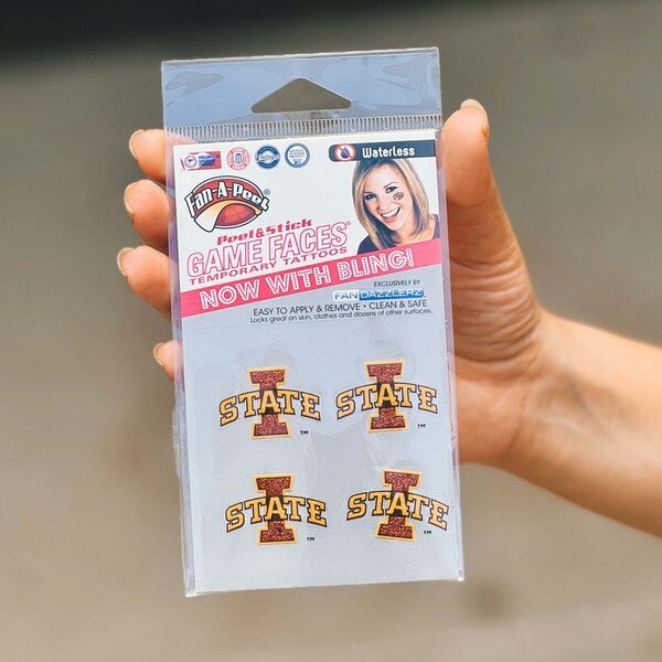Fan-A-Peel I-State Game Faces Glitter Temporary Tattoo